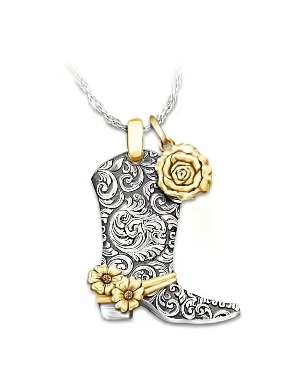 Large Nashville Cowboy / Cowgirl Boot Pendant and Necklace #837 - Picture 9 of 9
